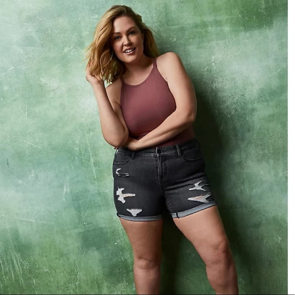 Torrid Midi Shorts Super Soft Washed Black 16